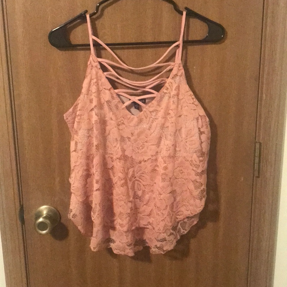 Blush Lace Cropped Tank